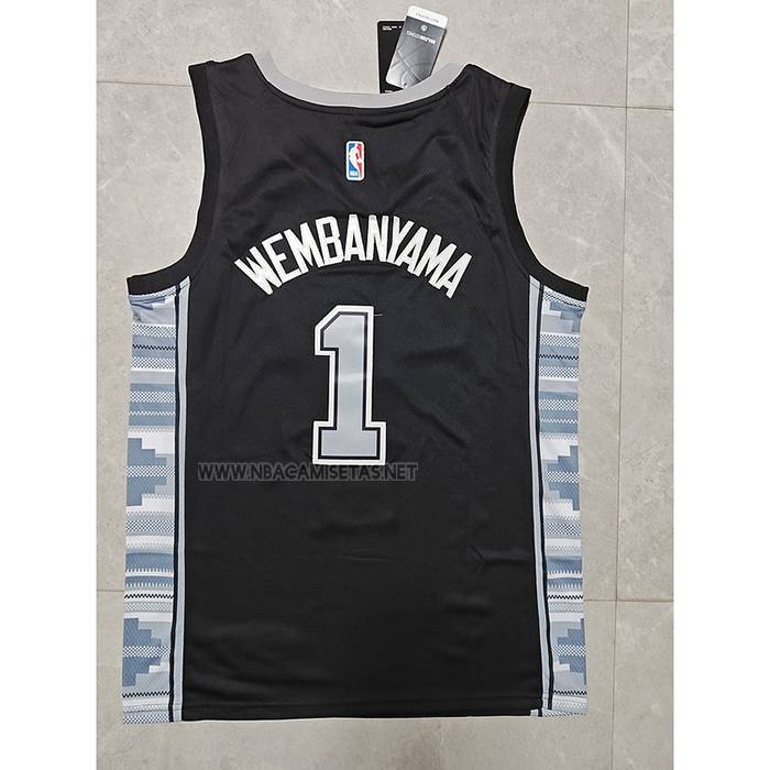 Camiseta San Antonio Spurs Victor Wembanyama NO 1 Statement 2022-23 Negro